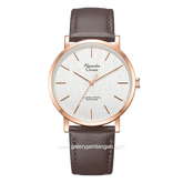 Alexandre Christie AC 8698 MH Brown Rosegold Leather Strap